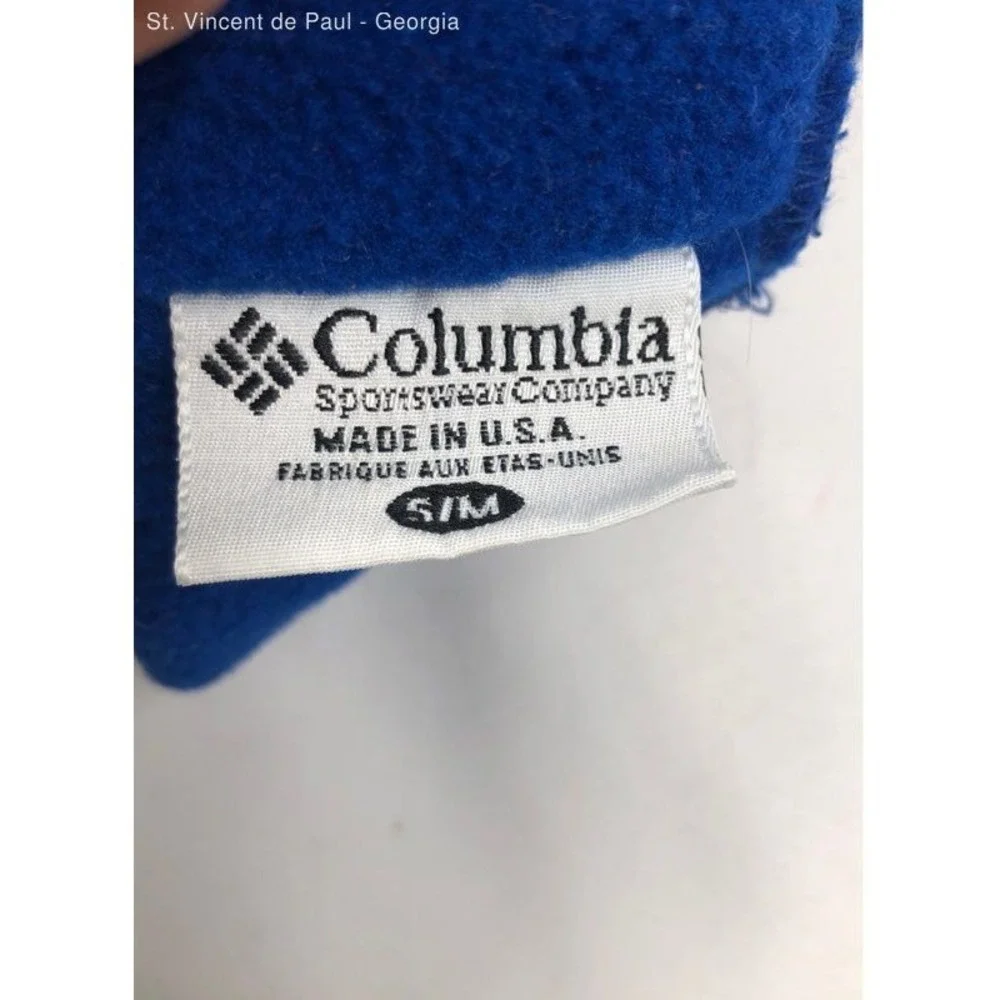Columbia Blue 90s Fleece Usa Made Beanie Y2k Vintage Extra Tall - Size S/m